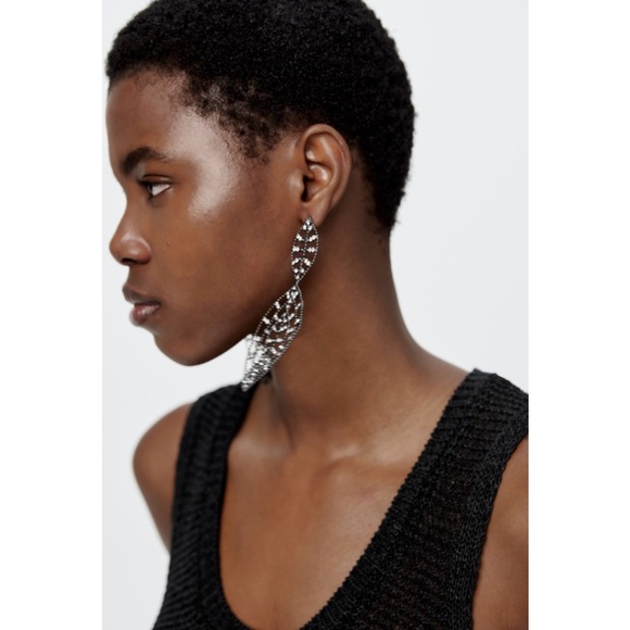 JEWEL LEAF EARRINGS ANTHRACITE GREY - Picture 2 of 4